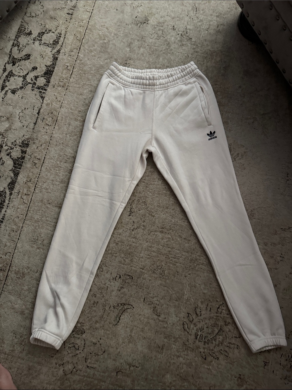 adidas Cream/White Trefoil Jogger Sweatpants